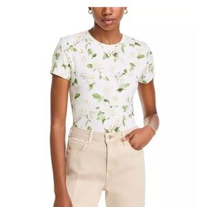 Lagence Cream Floral Short Sleeve Top